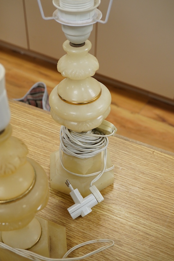 Three alabaster table lamps